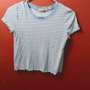 Heart Hips Blue Striped Crop Top